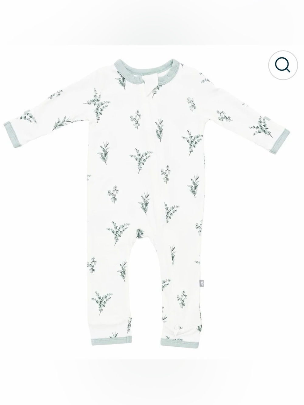 KYTE BABY Eucalyptus Zippered Bamboo Romper - 3-6M